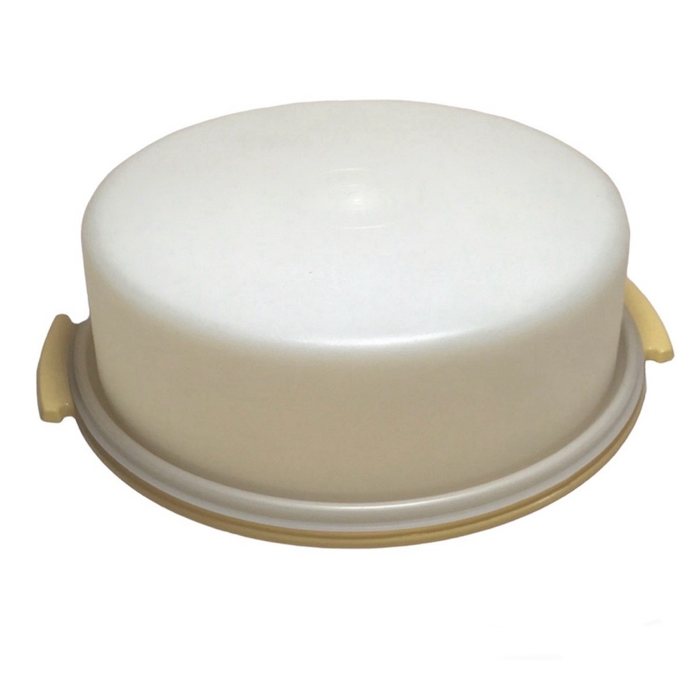 Tupperware pie keeper taker tray & top harvest gold